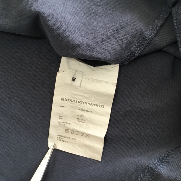 Alexander Wang Embellished denim color Logo Short Sleeve T-Shirt size small - Picture 10 of 10